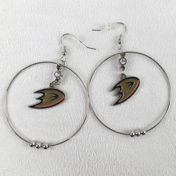 NWT NHL Anaheim Mighty Ducks Hoop Dangle Earrings - Picture 4 of 9